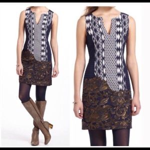 Pretty Floreat embroidered dress, blue and gold